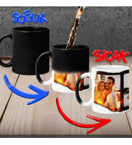 Alev Efektli 3 Fotoğraf Baskılı Sihirli Kupa Bardak