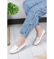 Khayt Flora Casual Günlük Kadın Babet Ayakkabı (Beyaz)
