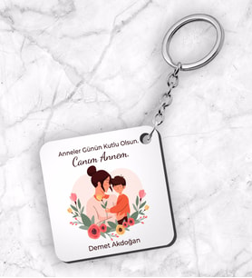 Anneler Günü Tasarımlı Anahtarlık