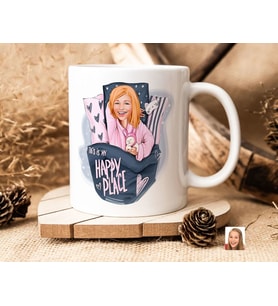 BK Gift Kişiye Özel Karikatürlü Kadın Tasarımlı Beyaz Kupa Bardak-101, Arkadaşa Hediye , Karikatürlü Kupa Bardak
