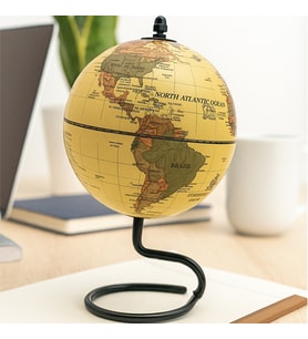 Magic Revolving Globe – Siyah Gümüş Renkli Metal Standlı Dönen Dekoratif Dünya Küresi 15x20x15 cm (Karışık)