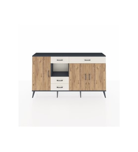 Arges Konsol 4 Raflı 4 Çekmeceli 3 Kapaklı 176x30x99 Antrasit-Çam/Aytaşı