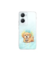 Vivo Y18 ile Uyumlu Splash Köpek Tasarımlı Şeffaf Silikon Kılıf