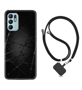 Oppo Reno 6 Kılıf Silikon Boyun Askılı İpli Desenli Silikon Dikenli Tel 1779