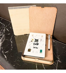 Katip Ahşap Kutulu Defter Kalem Set