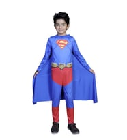 Pelerinli Süperman Kostümü - Süper Adam Kostümü (Mavi)