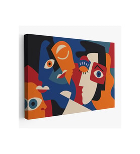 Picasso Tarzı Soyut İnsan Yüzleri Kanvas Duvar Tablosu-1195