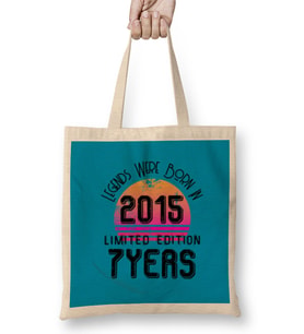 2015 Birthday Gift - Made, Born in 2015 Gift - 7 Year Old Birthday  Gift Vintage Style Bez Çanta Uzun Saplı
