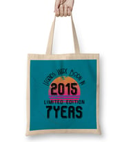 2015 Birthday Gift - Made, Born in 2015 Gift - 7 Year Old Birthday  Gift Vintage Style Bez Çanta Uzun Saplı