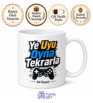 Ye Uyu Oyna Tekrarla Repeat Baskılı Gamer Kupa Bardak Oyuncu Hediye