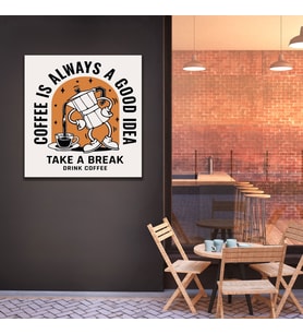 Tekli Kare Kanvas Duvar Tablosu Kahve Köşesi Drink Coffee