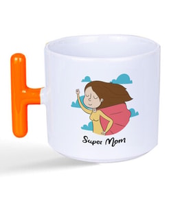 Süper Mom Pelerin Baskılı Turuncu Kulplu T Kupa
