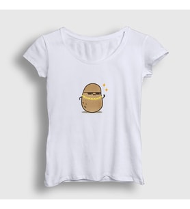 Presmono Kadın Beyaz Rich Cool Cute Hip Hop Kawaii Potato Sevimli Patates T-Shirt 450032tt