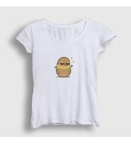 Presmono Kadın Beyaz Rich Cool Cute Hip Hop Kawaii Potato Sevimli Patates T-Shirt 450032tt