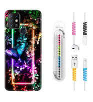INFINIX Hot 8 9 10 11S Hot 10 Play 10T Kılıf Kablo Koruma Spiral Silikon Butterfly Neon 1684