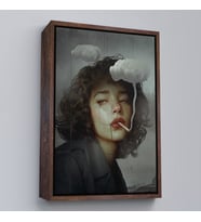 Çerçeveli Gerçeküstü Sanat Eserleri Bulut ve Duman Tuvalı Kanvas Tablo (Beyaz)