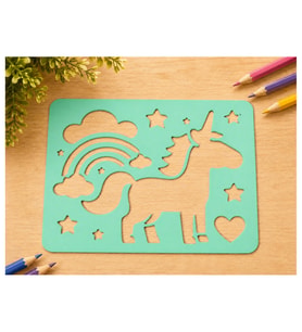 Alvera Unicorn ve Gökkuşağı Çizim Şablonu – 3D Baskı Desen Kalıbı - Mint