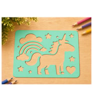 Alvera Unicorn ve Gökkuşağı Çizim Şablonu – 3D Baskı Desen Kalıbı - Mint