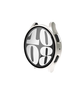 Samsung Galaxy Watch 6 44mm Uyumlu Sert PC Kasa ve Ekran Koruyucu Zore Watch Gard 14 (Bej)