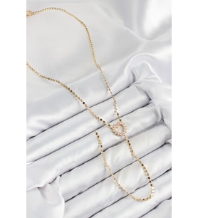 Pirinç Zirkon Taşlı Ezme Zincirli Kalp Model Gold Renk Y Kolye 5886 - HPSBYI9587-9499