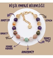 Artaril Doğal Taş Kadın Dişil Enerji Bilekliği Amazonit Ametist Sitrin Güneş Taşı Unakit Pembe Kuvars