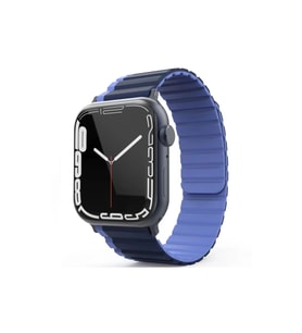 Apple Watch 42mm Mo-wb1 Çift Renk Mıknatıslı Silikon Kordon (saat Değildir) - Lacivert-mavi