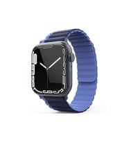 Apple Watch 42mm Mo-wb1 Çift Renk Mıknatıslı Silikon Kordon (saat Değildir) - Lacivert-mavi