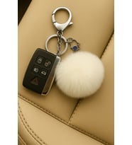 Peluş Pofuduk Ponpon Puf Beyaz Tüylü Ev Ofis Araba Telefon Cüzdan Çanta Anahtarlık