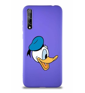 Huawei Y8P Soft Premier Kapak Donald Duck-F Tasarımlı Silikon Kılıf - Mor (Şeffaf)