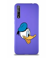 Huawei Y8P Soft Premier Kapak Donald Duck-F Tasarımlı Silikon Kılıf - Mor (Şeffaf)