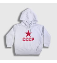 Presmono Unisex Çocuk Beyaz Red CCCP Sovyetler Birliği Kapüşonlu Sweatshirt 267431tt (Beyaz)
