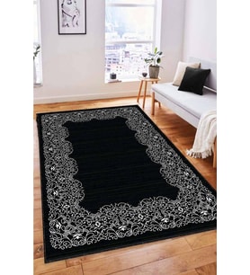 Siyah Çerçeveli Kaymaz Taban Makinede Yıkanabilir Halı MK58 - 100 x 160 cm