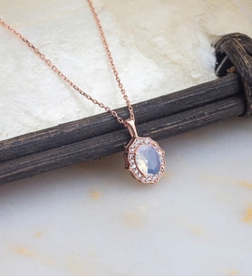925 Ayar Gümüş Zirkon Taşlı Prenses Kolye (Rose)