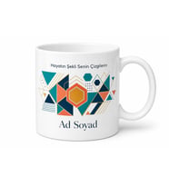 Geometrik Desenli Kişiye Özel Baskılı Kupa Bardak Hediye Porselen Mug