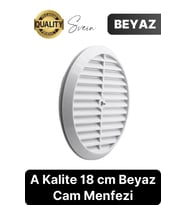 Aç Kapa Yalıtımlı Havalandırma Ayarlı 18 cm Beyaz Kapak Cam Menfezi Doğalgaz Aparatı Yuvarlak