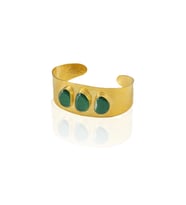 Kadir Jewellery 22 Ayar Altın Kaplama El İşçiliği Zirkon Taşlı Kadın Kelepçe Bilezik (K.Yeşil)