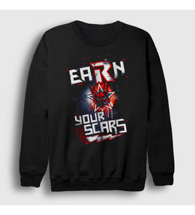 Presmono Unisex Siyah Earn Your Scars Güreş Wwe Edge Sweatshirt 521267tt