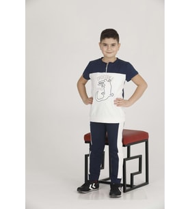 Teknur Erkek Çocuk Code Kumaş Kısa Kol Pijama Takım T-48424 - Lacivert - 3-5 YAŞ (Lacivert)