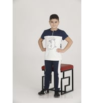 Teknur Erkek Çocuk Code Kumaş Kısa Kol Pijama Takım T-48424 - Lacivert - 3-5 YAŞ (Lacivert)