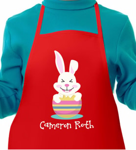 BK Gift Kişiye Özel Paskalya Bayramı Kırmızı Çocuk Mutfak Önlüğü-3