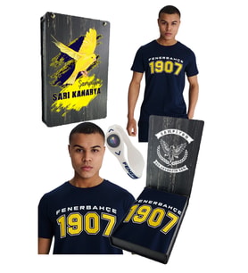 FENERBAHÇE ERKEK KOLEJ 1907 TSHİRT UV+BİLEKLİK HEDİYELİK KUTU (Lacivert-Beyaz)