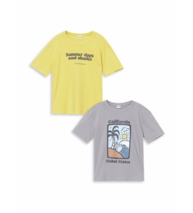 LCW Kids Gri California Baskılı Erkek Çocuk Tişört 2'li Takım