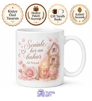 Romantik Kalp Motifli Gül Yaprakları Aşk Kupası Mum Işığı Hediye Bardak
