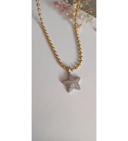 ÇELİK KOLYE KADIN YILDIZ TAŞLI VİP  KOLYE 316L KARARMAZ RENK ATMAZ  45 CM ANTİ ALERJİK (Standart)