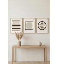 Minimal Geometrik Formlar 3’lü Ahşap Çerçeveli Tablo Seti - Modern Duvar Dekoru