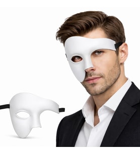 Beyaz Yarım Erkek Maske – Phantom Parti &amp; B Maskesi