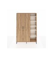 Arges Dolap 7 Raflı 2 Kapaklı Tek Askılı 132x30x195 Çam-Çam/Aytaşı