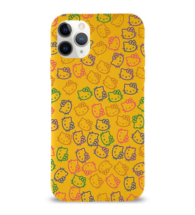 Apple iPhone 11 Pro Max Uyumlu Lansman Kılıf Hello Kitty Tasarımlı İçi Kadife Kapak-Sarı (Şeffaf)