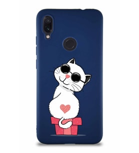 Xiaomi Redmi Note 7 Soft Premier Kapak Coolcat Tasarımlı Silikon Kılıf - Lacivert (Şeffaf)