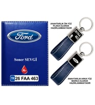 Plakanıza Özel Ford Logolu Lacivert Ruhsat Kabı ve Anahtarlık